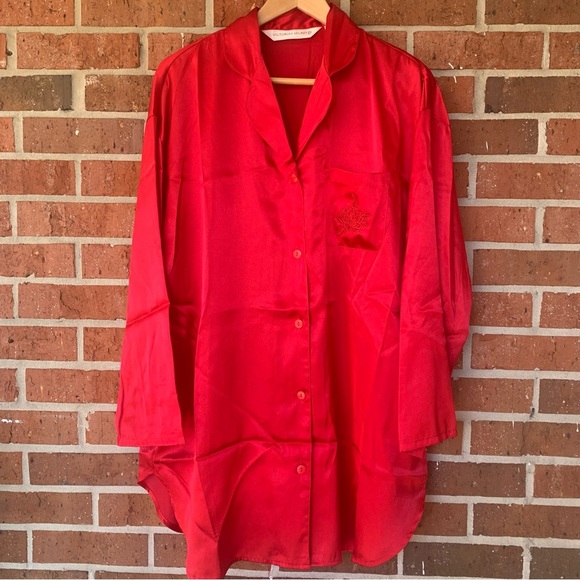Victoria's Secret Other - Victoria’s Secret Red Rose Satin Sleep Shirt Size Medium